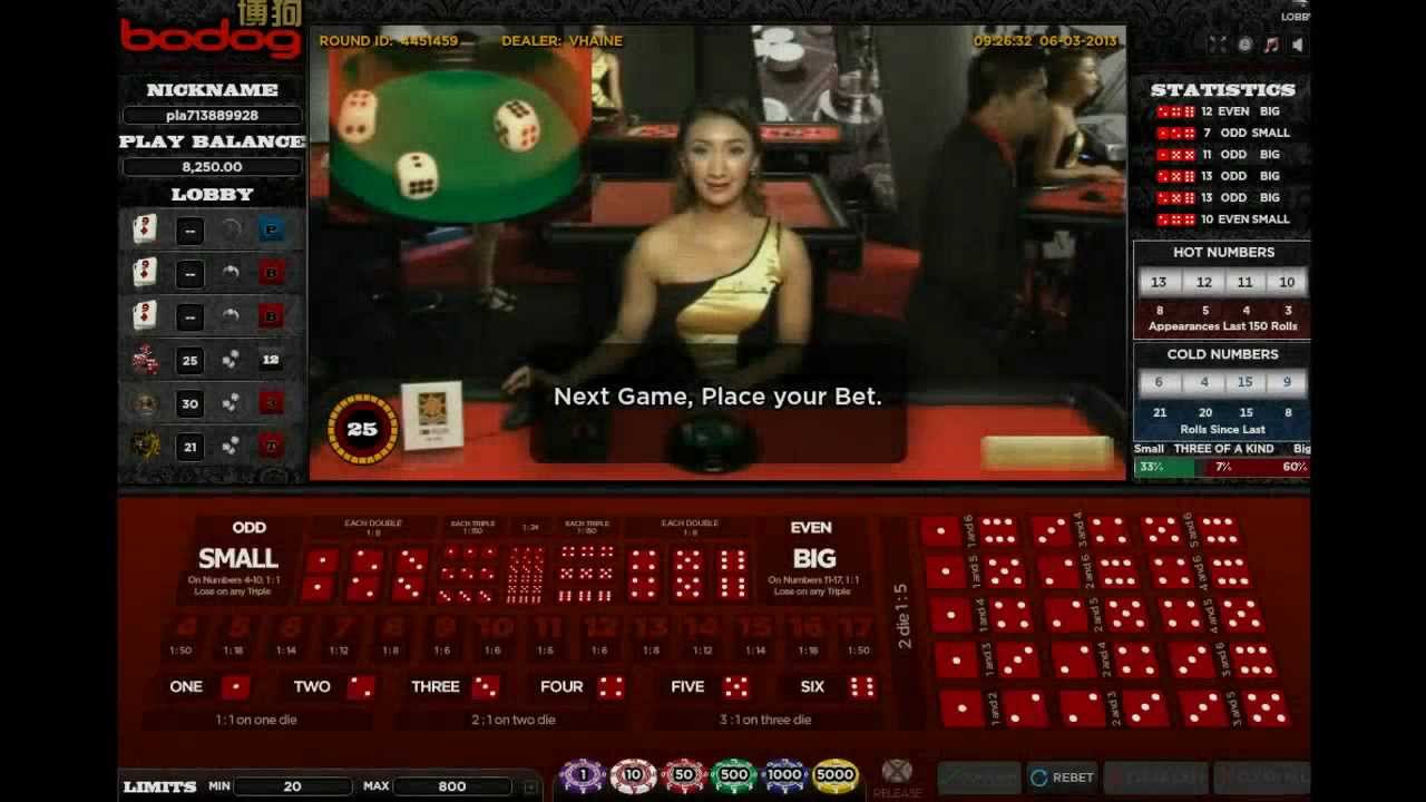 Live Dealer Sic Bo at Bodog Grand Casino - YouTube